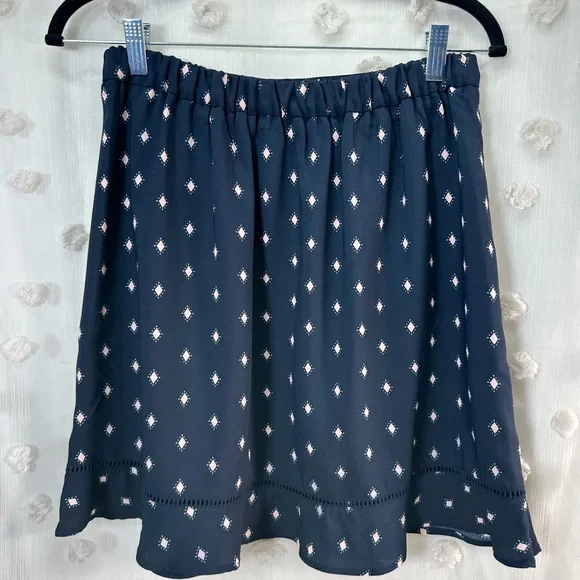 LOFT Women’s Navy A-Line Skirt with Pink Diamond Pattern Size XSP - Picture 6 of 9